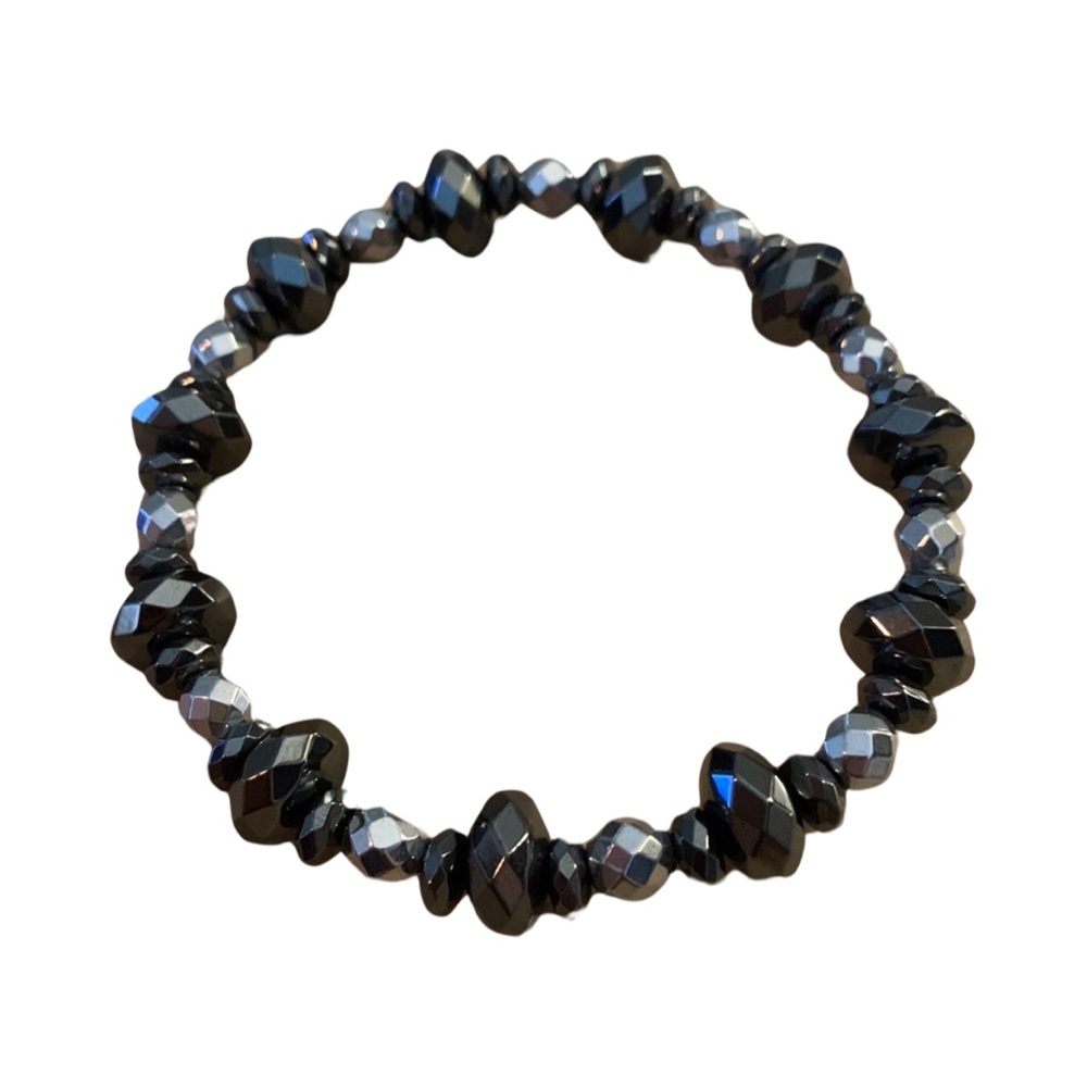 Handmade Hematite and Pyrite Stretch Bracelet